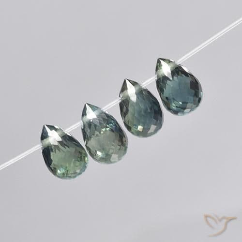 2.78ct Natural Blue-Green Sapphire, Briolette, 6x3.7 mm