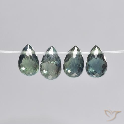 2.78ct Natural Blue-Green Sapphire, Briolette, 6x3.7 mm