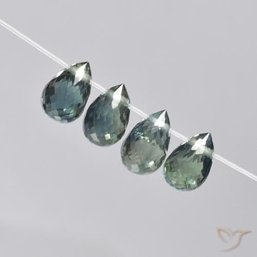 2.78ct Natural Blue-Green Sapphire, Briolette, 6x3.7 mm