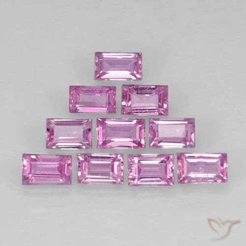 1.18ct Natural Light Pink Sapphire, Baguette, 3.3x2 mm