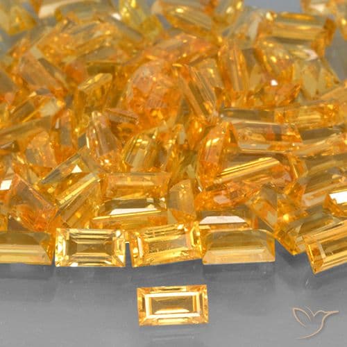 0.26ct Natural Medium Orange Sapphire, Baguette, 4.9x2.6 mm