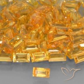 0.26ct Natural Medium Orange Sapphire, Baguette, 4.9x2.6 mm