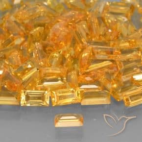 0.26ct Natural Medium Orange Sapphire, Baguette, 4.9x2.6 mm