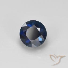 0.58ct Natural Night Blue Sapphire, Round Cut, 4.95 mm