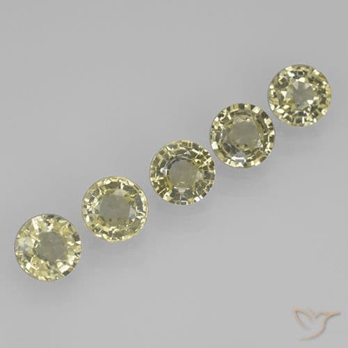 0.48ct Natural Light Yellow Sapphire, Round Cut, 4.33 mm