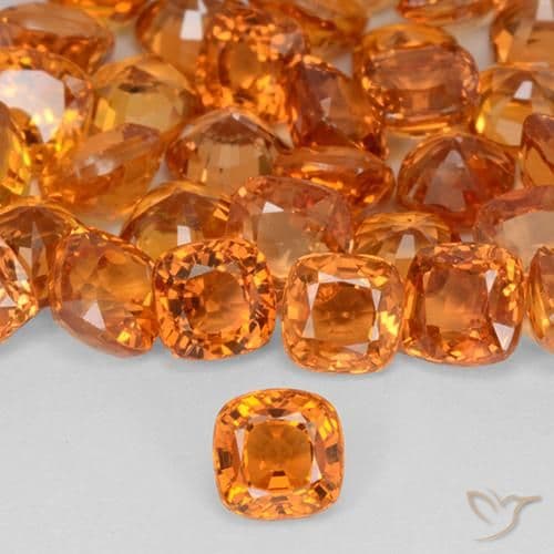 0.49ct Bright Orange Sapphire, Cushion Cut, 4.2x4.1 mm