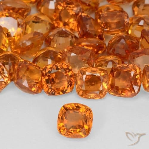 0.49ct Bright Orange Sapphire, Cushion Cut, 4.2x4.1 mm