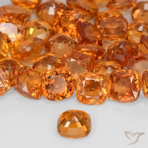 0.49ct Bright Orange Sapphire, Cushion Cut, 4.2x4.1 mm