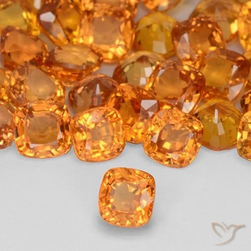 0.52ct Bright Orange Sapphire, Cushion Cut, 4.1x4.1 mm