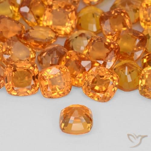 0.52ct Bright Orange Sapphire, Cushion Cut, 4.1x4.1 mm