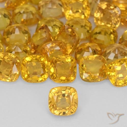 0.49ct Natural Golden Sapphire, Cushion Cut, 4.4x4.3 mm