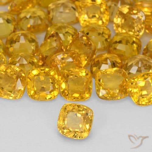 0.49ct Natural Golden Sapphire, Cushion Cut, 4.4x4.3 mm
