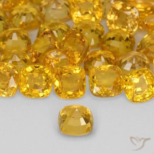 0.49ct Natural Golden Sapphire, Cushion Cut, 4.4x4.3 mm