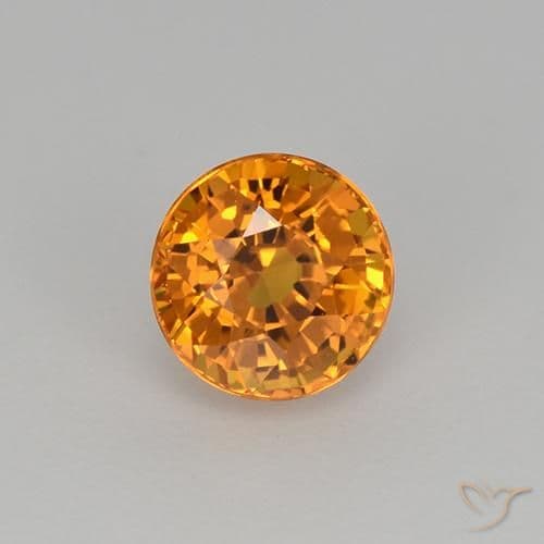0.98ct Natural Deep Orange-Gold Sapphire, Round Cut, 5.22 mm