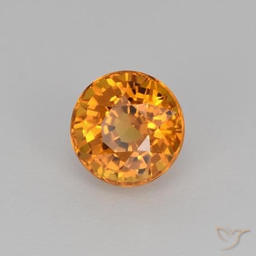 0.98ct Natural Deep Orange-Gold Sapphire, Round Cut, 5.22 mm