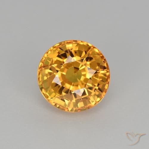 1.06ct Natural Deep Orange-Gold Sapphire, Round Cut, 5.66 mm