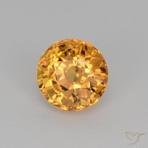 1.06ct Natural Deep Orange-Gold Sapphire, Round Cut, 5.66 mm