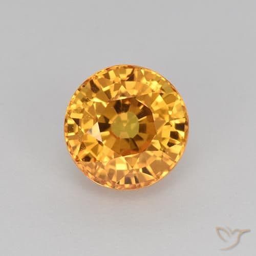 1.16ct Natural Medium Orange Sapphire, Round Cut, 5.66 mm