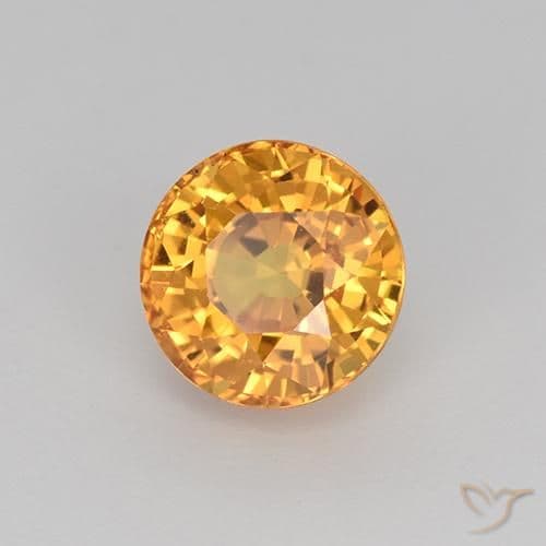 1.16ct Natural Medium Orange Sapphire, Round Cut, 5.66 mm