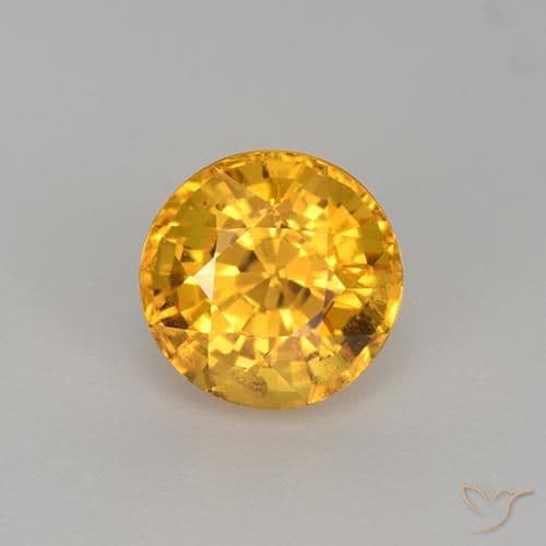 1.11ct Deep Golden Orange Sapphire, Round Cut, 5.55 mm