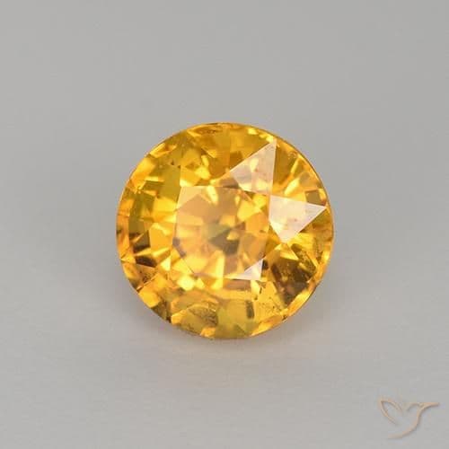 1.11ct Deep Golden Orange Sapphire, Round Cut, 5.55 mm