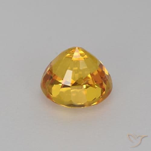 1.11ct Deep Golden Orange Sapphire, Round Cut, 5.55 mm