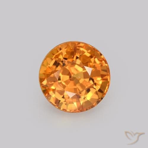 1.13ct Natural Dark Orange Sapphire, Round Cut, 5.32 mm