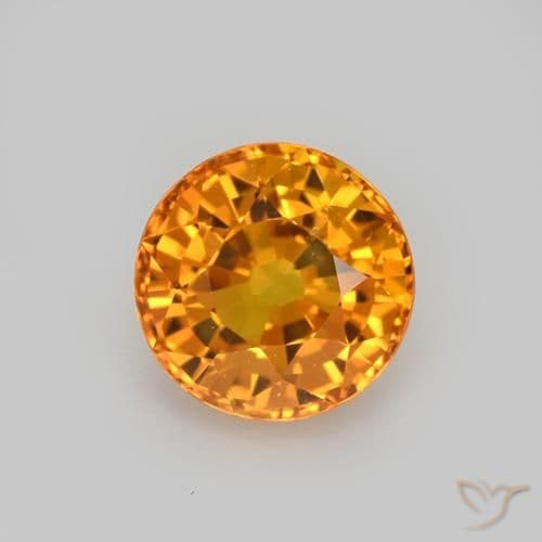 1.08ct Natural Deep Orange-Gold Sapphire, Round Cut, 5.64 mm