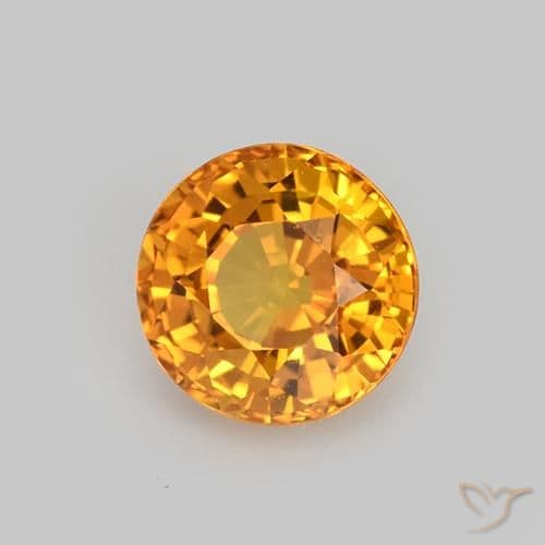1.08ct Natural Deep Orange-Gold Sapphire, Round Cut, 5.64 mm
