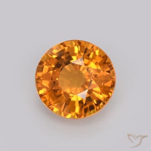 0.99ct Natural Deep Orange-Gold Sapphire, Round Cut, 5.66 mm
