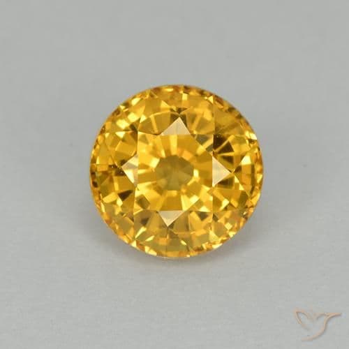 1.14ct Natural Deep Gold Sapphire, Round Cut, 5.68 mm