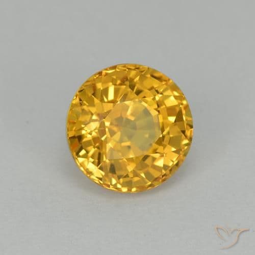 1.14ct Natural Deep Gold Sapphire, Round Cut, 5.68 mm
