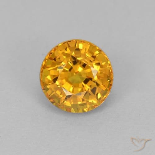 1.02ct Deep Golden Orange Sapphire, Round Cut, 5.47 mm