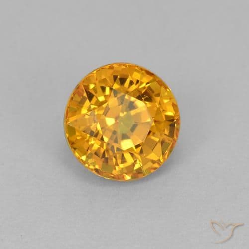 1.02ct Deep Golden Orange Sapphire, Round Cut, 5.47 mm