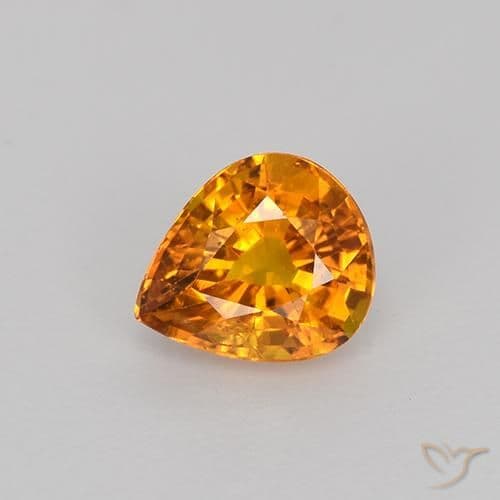 0.77ct Medium Orange Sapphire, Pear Shape, 5.9x5.1 mm