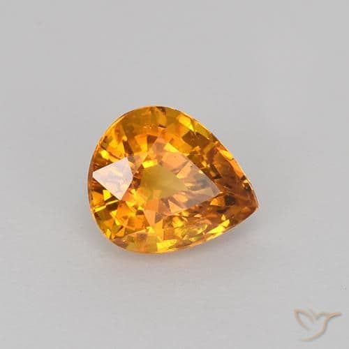 0.77ct Medium Orange Sapphire, Pear Shape, 5.9x5.1 mm