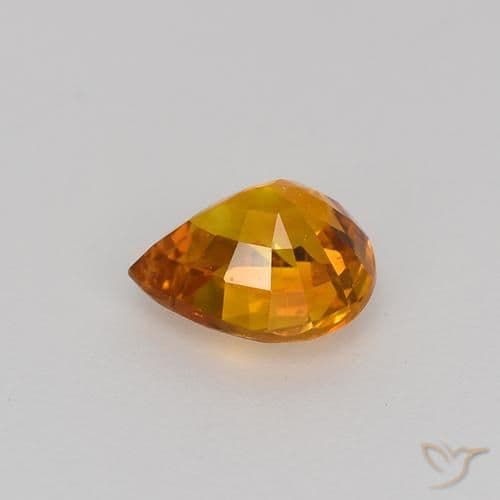 0.77ct Medium Orange Sapphire, Pear Shape, 5.9x5.1 mm