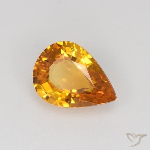 0.72ct Natural Gold Sapphire, Pear Shape, 6.7x4.9 mm