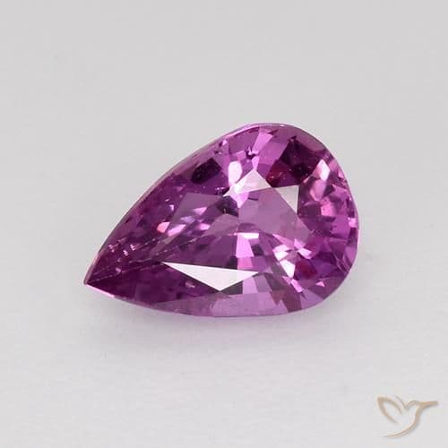 0.66ct Deep Pinkish Purple Sapphire, Pear Shape, 6.6x4.6 mm