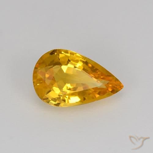 0.64ct Medium Orange-Gold Sapphire, Pear Shape, 7.1x4.4 mm