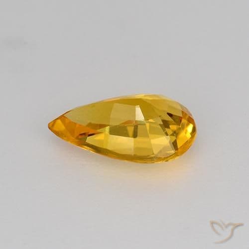 0.64ct Medium Orange-Gold Sapphire, Pear Shape, 7.1x4.4 mm