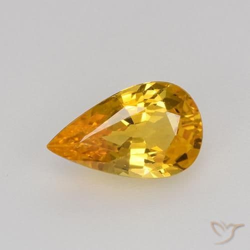 0.75ct Deep Orange-Gold Sapphire, Pear Shape, 7.5x4.6 mm