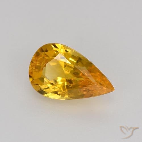 0.75ct Deep Orange-Gold Sapphire, Pear Shape, 7.5x4.6 mm