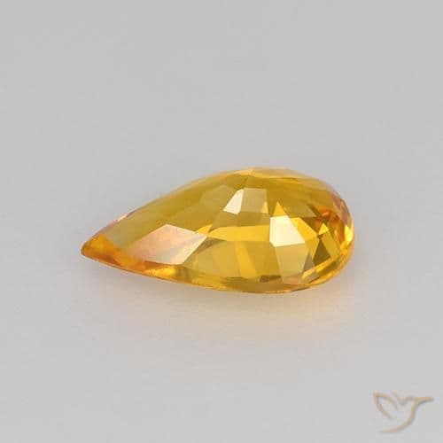 0.75ct Deep Orange-Gold Sapphire, Pear Shape, 7.5x4.6 mm