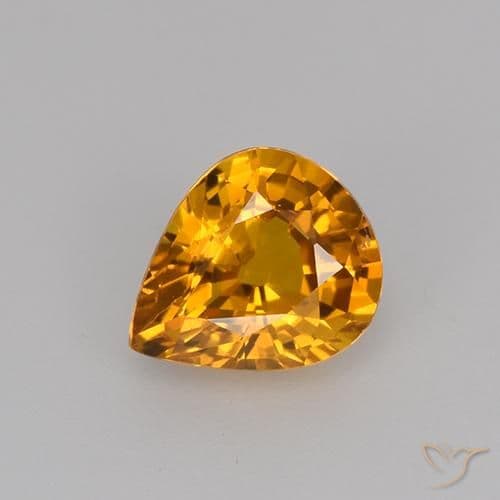 0.79ct Natural Gold Sapphire, Pear Shape, 6.2x5.2 mm