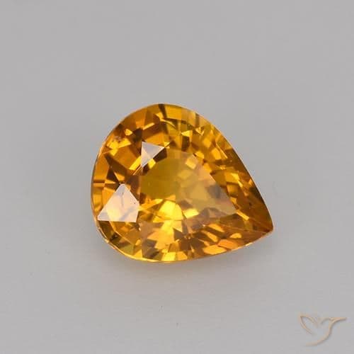 0.79ct Natural Gold Sapphire, Pear Shape, 6.2x5.2 mm