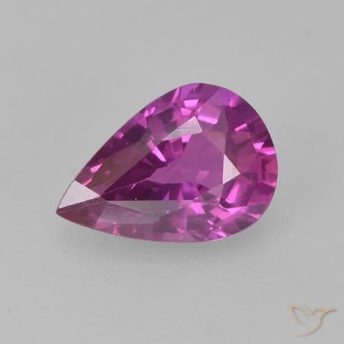 0.66ct Deep Pinkish Purple Sapphire, Pear Shape, 6.6x4.6 mm