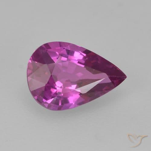 0.66ct Deep Pinkish Purple Sapphire, Pear Shape, 6.6x4.6 mm
