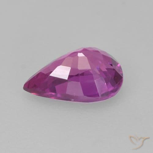 0.66ct Deep Pinkish Purple Sapphire, Pear Shape, 6.6x4.6 mm