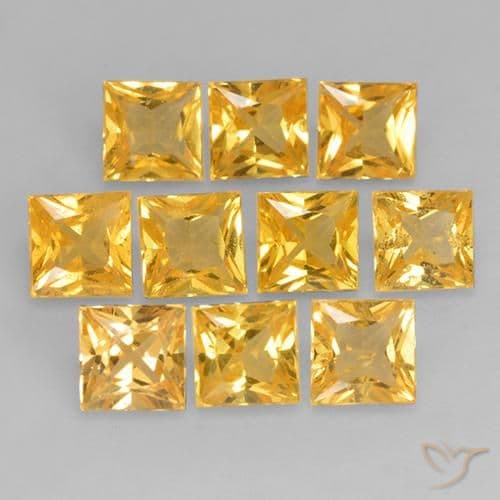 0.39ct Natural Medium Gold Sapphire, Square, 3.9x3.9 mm